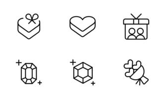 Gifts icon, wedding gift icon, vector set design with Editable Stroke. Line, Solid, Flat Line, thin style and Suitable for Web Page, Mobile App, UI, UX design.