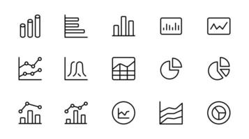 Analytics, Statistics line icons. Chart, Report document and Graph icons. Data analytics, Presentation chart and Communication. Global Statistics, hold document and checklist report. Vector