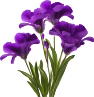 un pintura de púrpura flores con hojas. ai-generado. png