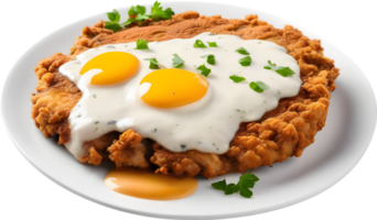 Image of Delicious-looking Chicken fried steak. AI-Generated. png