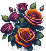 un pintura de un ramo de flores de rosas. ai-generado. png