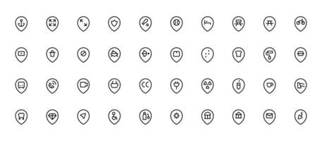 Location icon. Map pin place marker. linear Editable Stroke. Line, Solid, Flat Line, thin style and Suitable for Web Page, Mobile App, UI, UX design vector