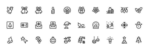 Christmas icon, new year related vector set design with Editable Stroke. Line, Solid, Flat Line, thin style and Suitable for Web Page, Mobile App, UI, UX design