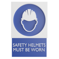 Safety helmets must be worn sign clipart flat design icon isolated on transparent background, 3D render road sign and traffic sign concept png