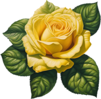 A painting of rose flowers and leaves. AI-Generated. png