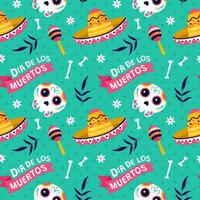 Dia de Muertos Seamless Pattern Illustration with Day of the Dead and Skeleton Element in Mexican Design vector