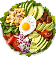 Image of Delicious-looking Cobb salad. AI-Generated. png