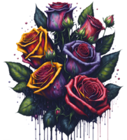 un pintura de un ramo de flores de rosas. ai-generado. png