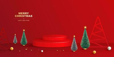 Merry Christmas background vector. Winter Christmas background with xmas tree. vector