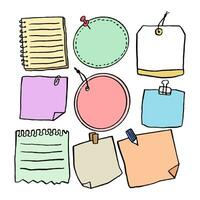 Set of different note papers on isolated background.Vector illustration. vector