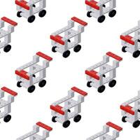 Pattern of grocery baskets in isometry on a white background. Vector