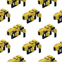 Pattern of modern robotic dogs in isometry on a white background. Vector