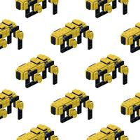 Pattern of modern robotic dogs in isometry on a white background. Vector