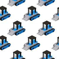 Pattern of a mini tractor in isometry on a white background. Vector