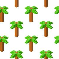 Pattern of tropical palm trees in isometry on a white background. Vector