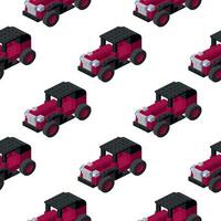 Pattern of retro cars in isometry on a white background. Vector
