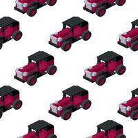 Pattern of retro cars in isometry on a white background. Vector