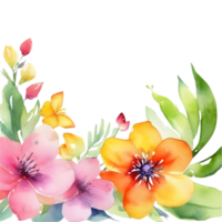 Clipart of watercolor paintings of colorful spring flowers, used for decoration. AI-Generated png