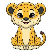 Cute leopard cartoon on white background vector