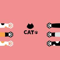 cat vector. Vector illustration with cat paws on pink background.