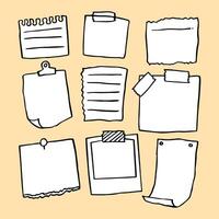 Set of different note papers on isolated background.Vector illustration. vector