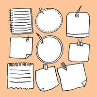 Set of different note papers on isolated background.Vector illustration. vector