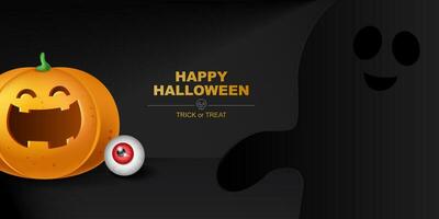 Happy Halloween 3d Vector. magic elements. Pumpkins, ghost. illustration in flat cartoon style. vector