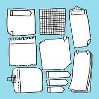 Set of different note papers on isolated background.Vector illustration. vector