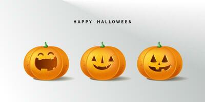 Happy Halloween 3d Vector. magic elements. Pumpkins, ghost. illustration in flat cartoon style. vector