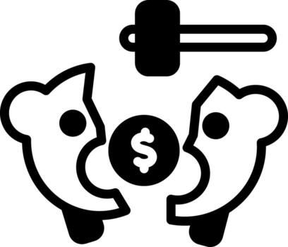 solid icon for broke vector