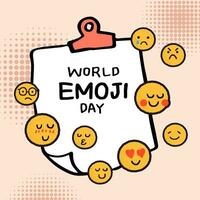 Set of Emoticons. World emoji day greeting card design template with different feelings vector