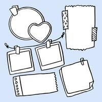 Set of different note papers on isolated background.Vector illustration. vector