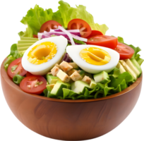 Image of Delicious-looking Cobb salad. AI-Generated. png