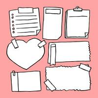 Set of different note papers on isolated background.Vector illustration. vector