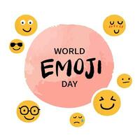 Set of Emoticons. World emoji day greeting card design template with different feelings vector