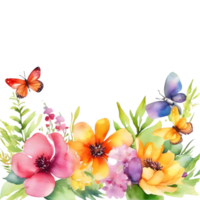 Clipart of watercolor paintings of colorful spring flowers, used for decoration. AI-Generated png