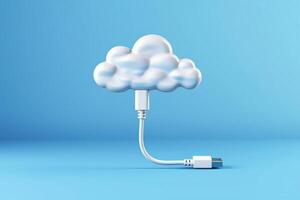 AI Generated Concept digital background connect cloud plug information blue business technology computing networking cable white data communication illustration internet photo