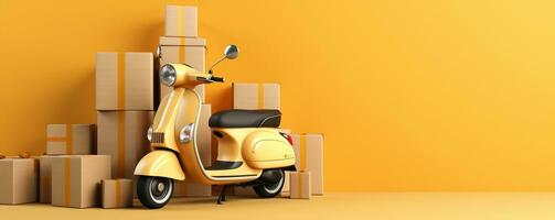 AI Generated Courier man box express illustration service motorcycle food deliver scooter speed concept fast order design delivery bike business shipping online moped transportation vehicle photo