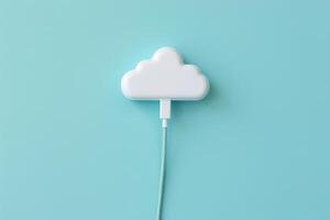 AI Generated Connect blue icon server technology white cloud business networking cable digital service internet background communication data illustration computing concept photo