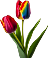 A painting of colorful tulips. AI-Generated. png