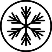 Snowflake icon vector in a circle isolated on white background