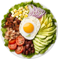 Image of Delicious-looking Cobb salad. AI-Generated. png