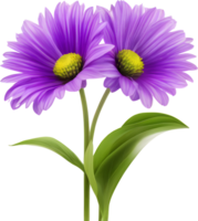 une La peinture de violet fleurs avec feuilles. ai-généré. png