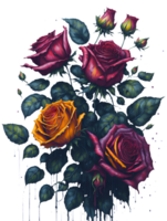 un pintura de un ramo de flores de rosas. ai-generado. png