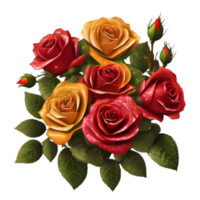Sparkling colorful roses. AI-Generated. png