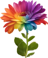 A painting of a rainbow flower. AI-Generated. png