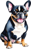 Watercolor painting of a French bulldog. AI-Generated. png