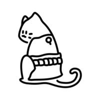 Cat wearing japanese clothes. Minimalist line art cat drawing. vector