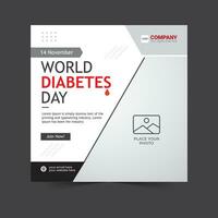 mundo diabetes día, conciencia campaña, noviembre 14 social medios de comunicación enviar limpiar vector diseño