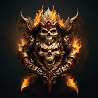 head skull fire mascot and esport gaming logo, AI generated photo